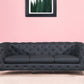 93" Dark Gray Italian Leather Chesterfield Sofa With Silver Legs