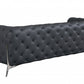 93" Dark Gray Italian Leather Chesterfield Sofa With Silver Legs