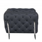 93" Dark Gray Italian Leather Chesterfield Sofa With Silver Legs