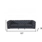 93" Dark Gray Italian Leather Chesterfield Sofa With Silver Legs