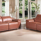Two Piece Indoor Camel Italian Leather Five Person Seating Set