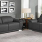 Two Piece Indoor Dark Gray Italian Leather Five Person Seating Set