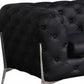 Two Piece Indoor Black Italian Leather Five Person Seating Set
