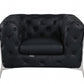 Three Piece Indoor Black Italian Leather Six Person Seating Set