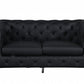 Three Piece Indoor Black Italian Leather Six Person Seating Set
