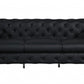 Three Piece Indoor Black Italian Leather Six Person Seating Set