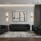 Three Piece Indoor Black Italian Leather Six Person Seating Set