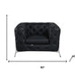 Three Piece Indoor Black Italian Leather Six Person Seating Set