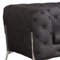 Two Piece Indoor Brown Italian Leather Five Person Seating Set