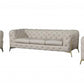 Three Piece Indoor Beige Italian Leather Six Person Seating Set