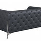 Two Piece Indoor Dark Gray Italian Leather Five Person Seating Set
