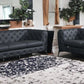 Two Piece Indoor Dark Gray Italian Leather Five Person Seating Set