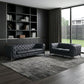 Two Piece Indoor Dark Gray Italian Leather Five Person Seating Set