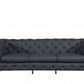 Three Piece Indoor Dark Gray Italian Leather Six Person Seating Set