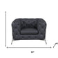 Three Piece Indoor Dark Gray Italian Leather Six Person Seating Set