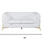 Two Piece Indoor White Italian Leather Five Person Seating Set