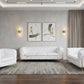 Three Piece Indoor White Italian Leather Six Person Seating Set