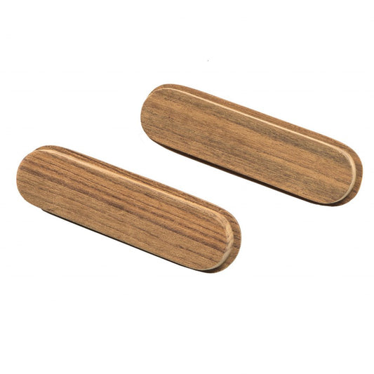 Set of Two Brown Teak Wood Drawer Pull Knobs