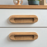 Set of Two Brown Teak Wood Drawer Pull Knobs