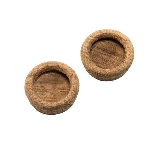 Set of Two Brown Wood Drawer Pull Knobs