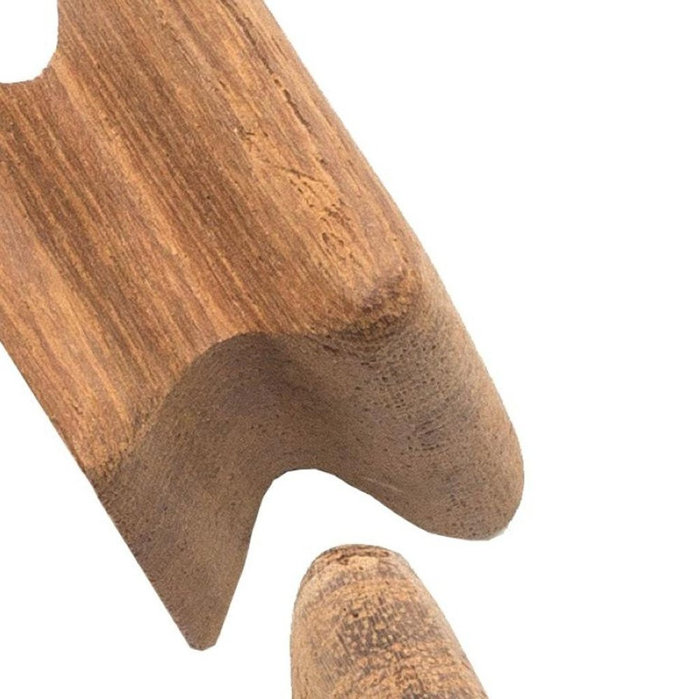Set of Two Brown Wood Square Drawer Pull Knobs