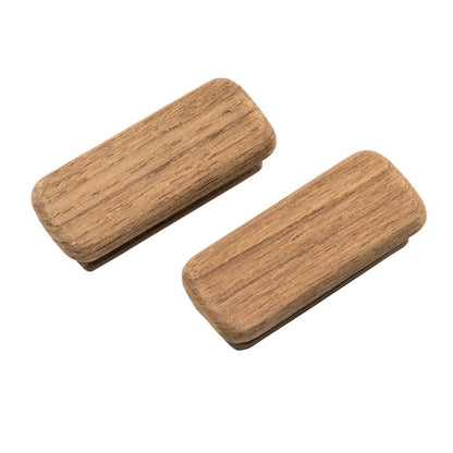 Set of Two Brown Teak Wood Drawer Pull Knobs