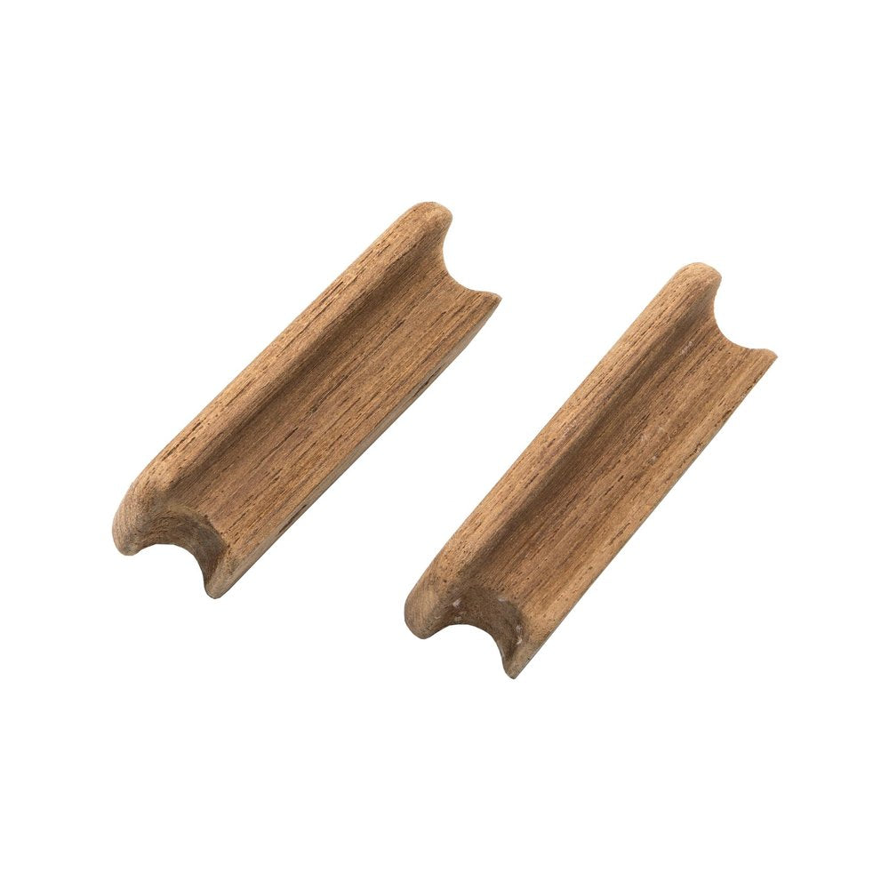 Set of Two Brown Teak Wood Drawer Pull Knobs