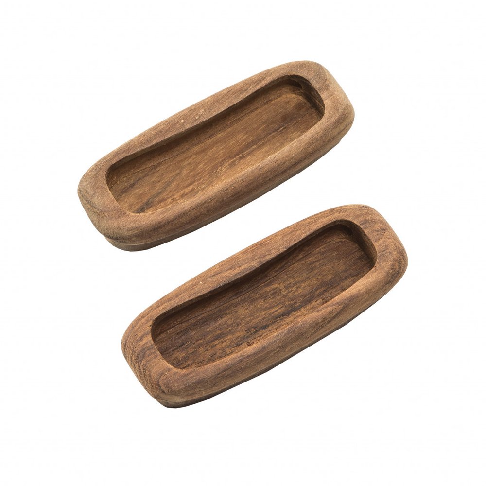 Set of Two Brown Teak Wood Drawer Pull Knobs
