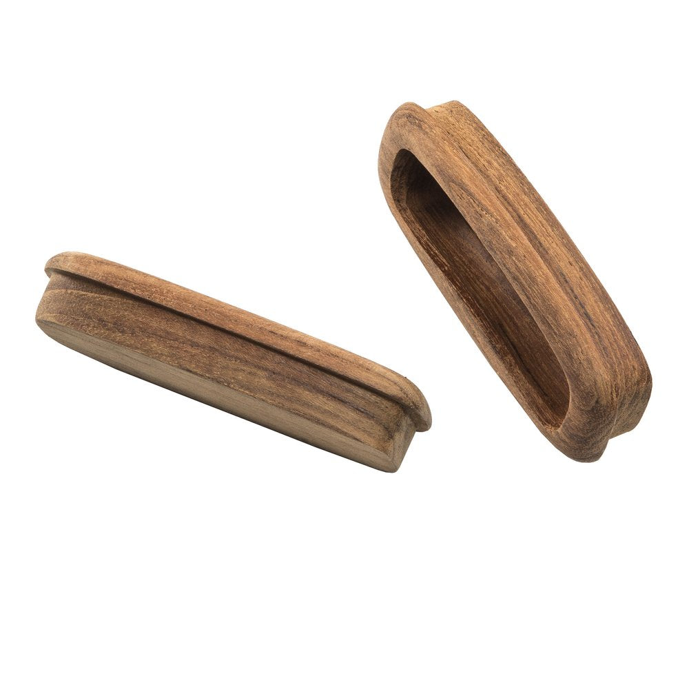 Set of Two Brown Teak Wood Drawer Pull Knobs