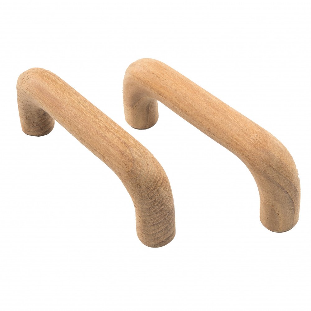 Set of Two Brown Wood C Shape Drawer Pull Knobs