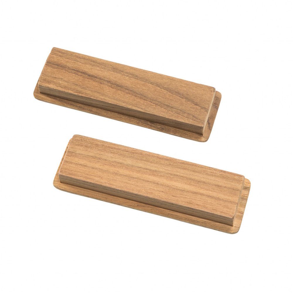 Set of Two Brown Teak Wood Drawer Pull Knobs