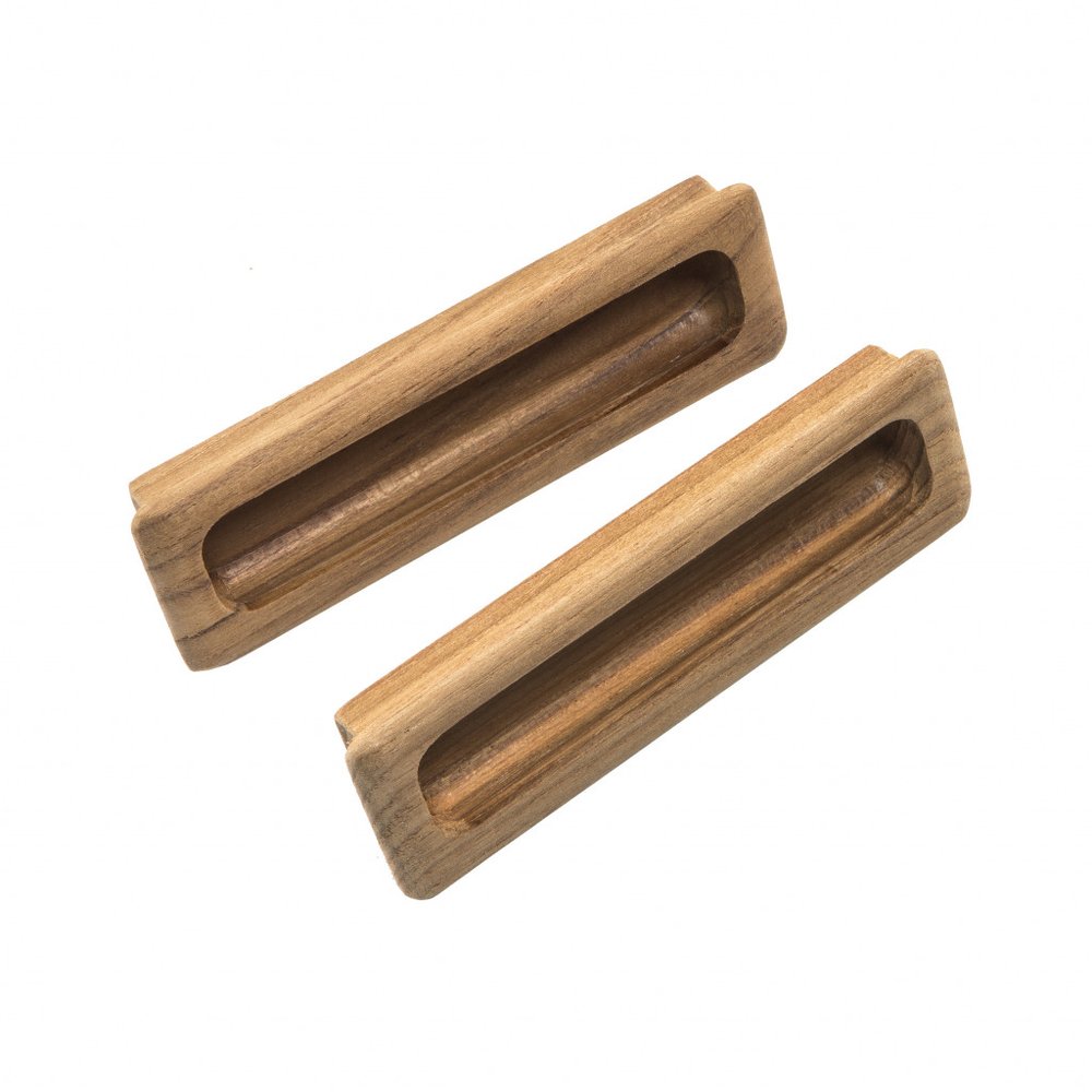 Set of Two Brown Teak Wood Drawer Pull Knobs