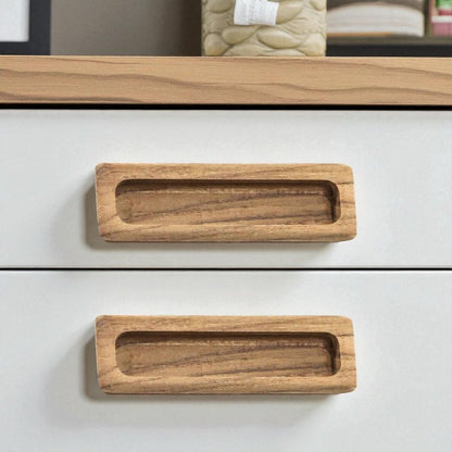 Set of Two Brown Teak Wood Drawer Pull Knobs