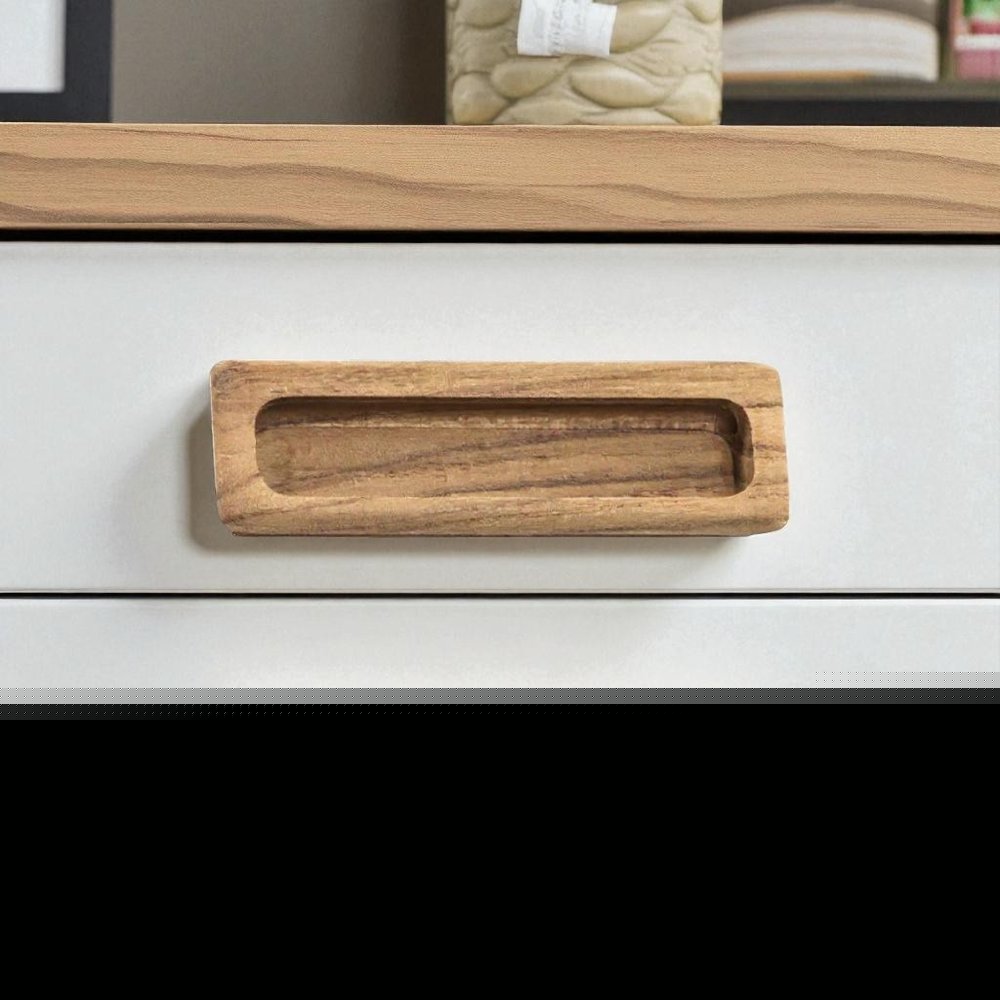 Set of Two Brown Teak Wood Drawer Pull Knobs