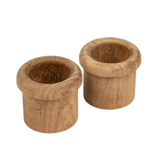 Set of Two Brown Wood Round Open Circle Drawer Pull Knobs
