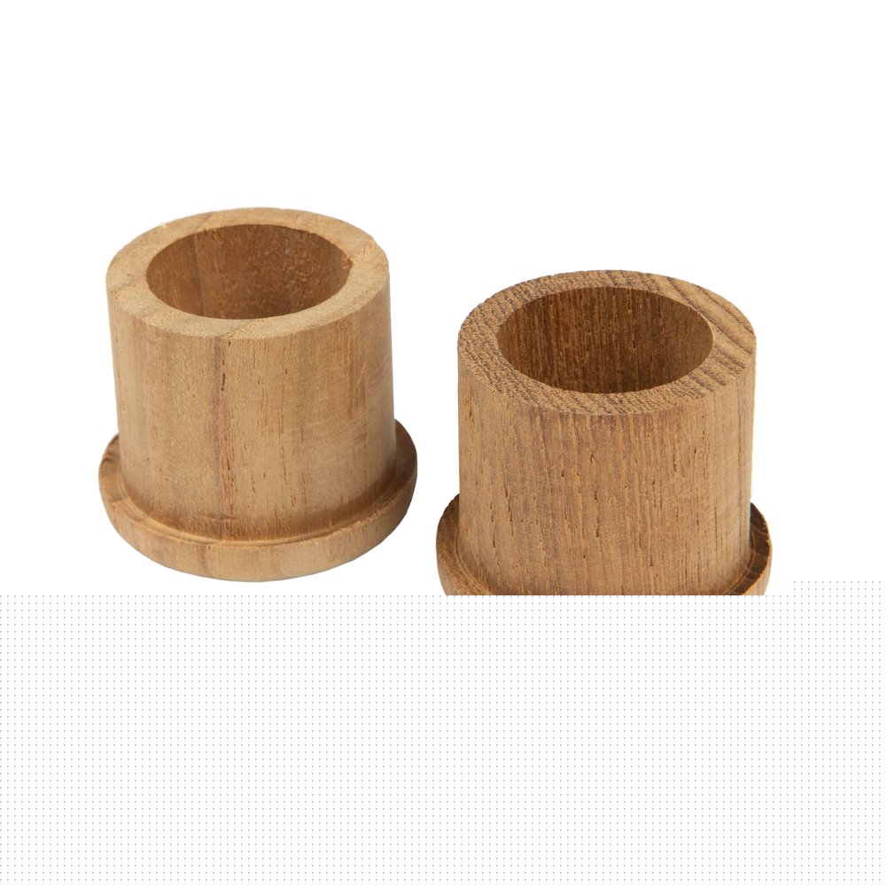 Set of Two Brown Wood Round Open Circle Drawer Pull Knobs