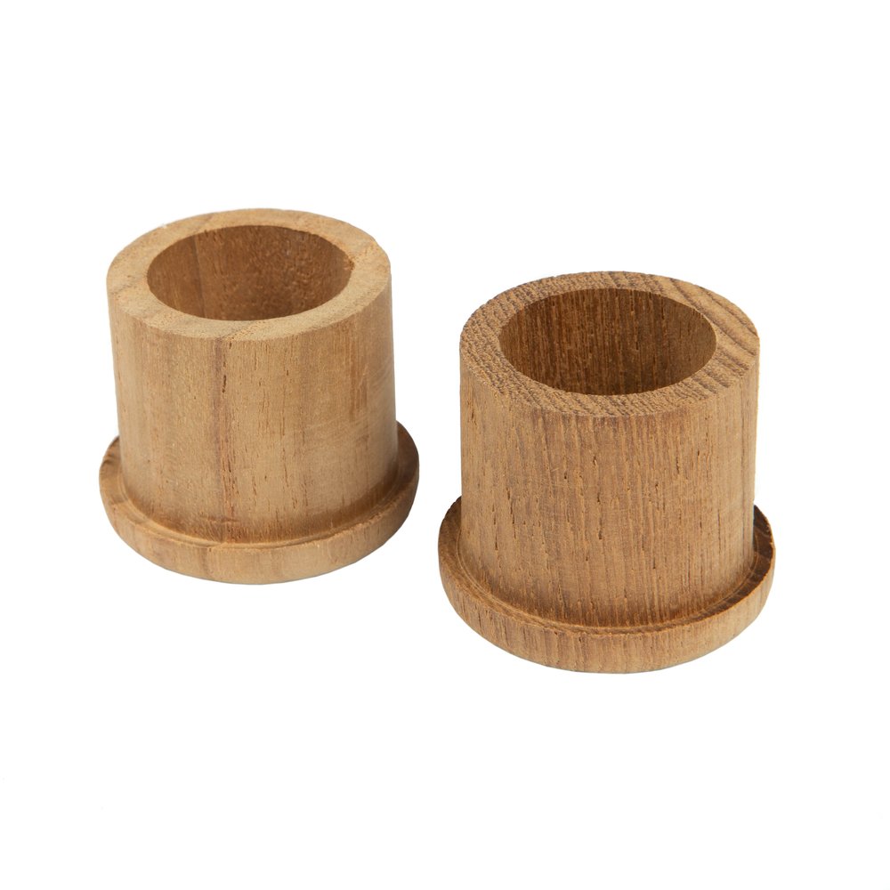 Set of Two Brown Wood Round Open Circle Drawer Pull Knobs