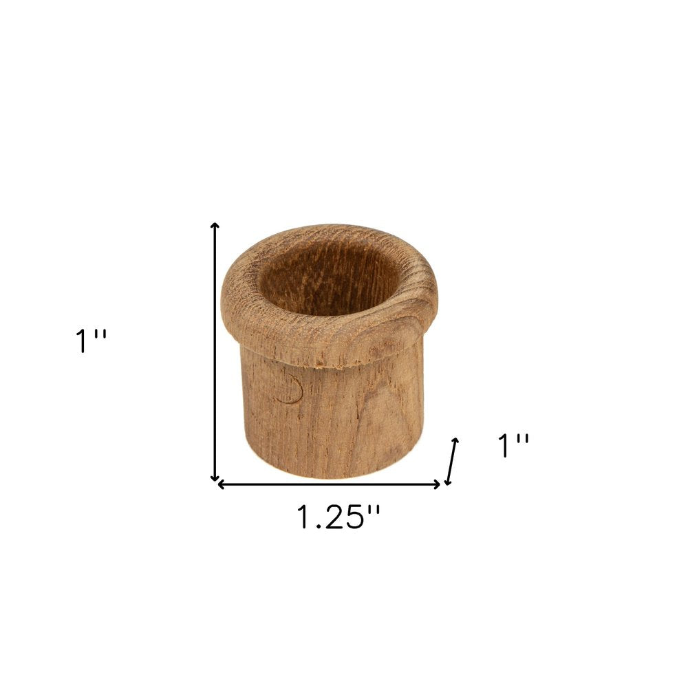 Set of Two Brown Wood Round Open Circle Drawer Pull Knobs