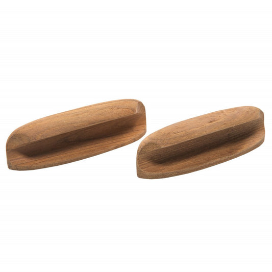 Set of Two Brown Wood Oval Drawer Pull Knobs