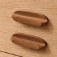 Set of Two Brown Wood Oval Drawer Pull Knobs