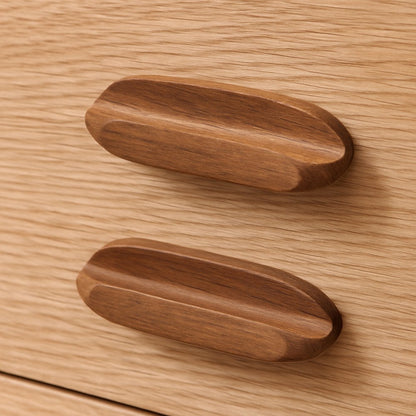 Set of Two Brown Wood Oval Drawer Pull Knobs