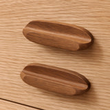 Set of Two Brown Wood Oval Drawer Pull Knobs