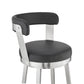 30" Black And Silver Iron Swivel Backless Bar Height Bar Chair
