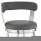 26" Gray And Silver Iron Swivel Backless Counter Height Bar Chair