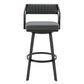 26" Gray And Black Iron Swivel Low Back Counter Height Bar Chair