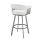 25" White And Silver Iron Swivel Backless Counter Height Bar Chair