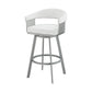 25" White And Silver Iron Swivel Backless Counter Height Bar Chair