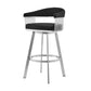 29" Black And Silver Iron Swivel Backless Bar Height Bar Chair