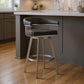 25" Gray And Silver Iron Swivel Backless Counter Height Bar Chair