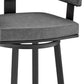 30" Gray and Black Faux Leather and Iron Low Back Bar Height Swivel Bar Chair